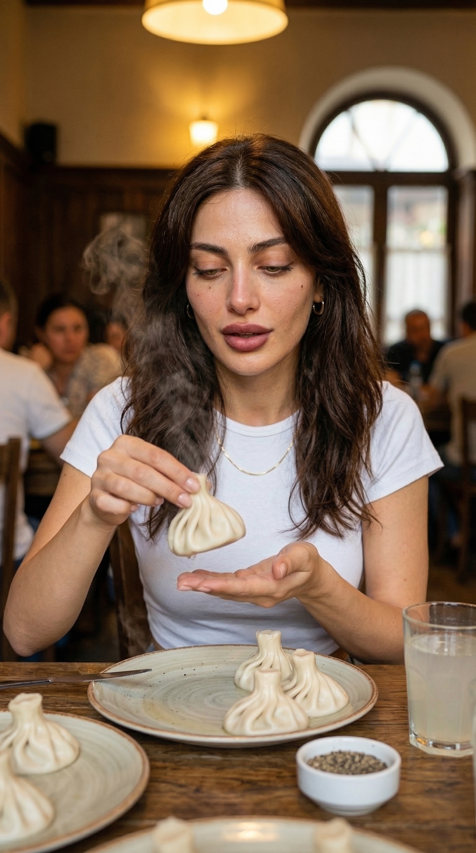 Nini eating khinkali